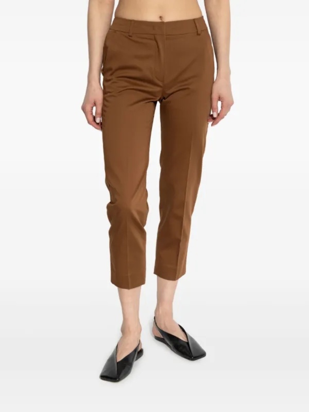 Max Mara Brown Cropped Straight Leg Trouser Pants Size 4